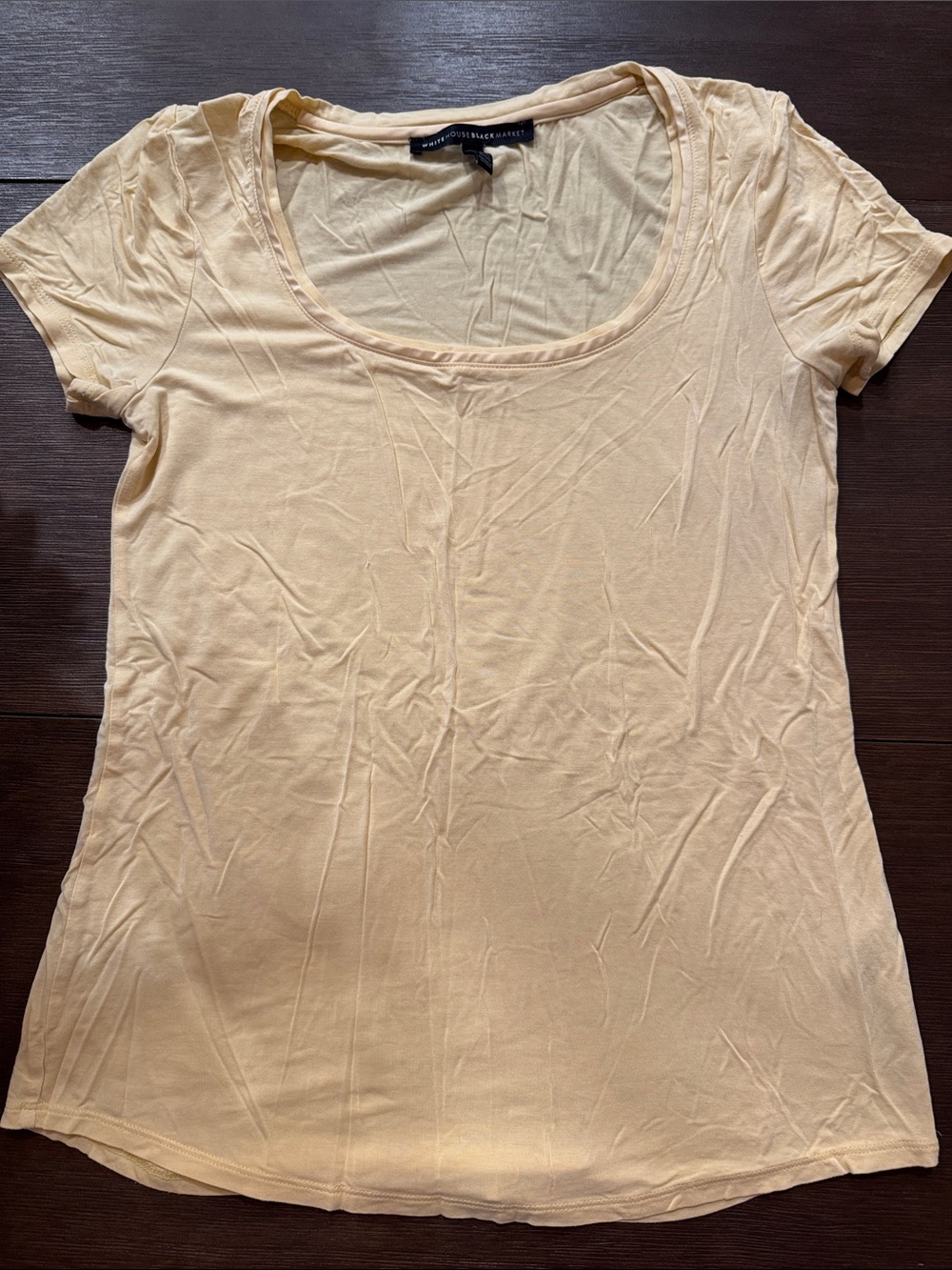 White House Black Market Short Sleeve Scoop Tee in Butter Yellow